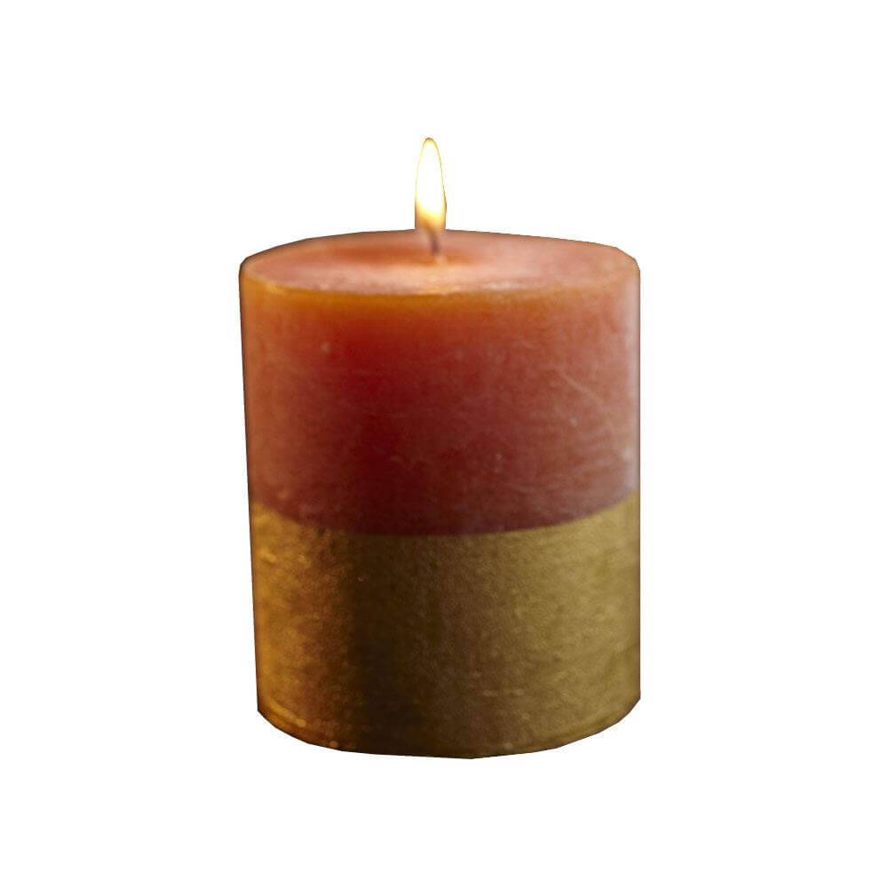 St Eval Christmas Gold Dipped Pillar Candle